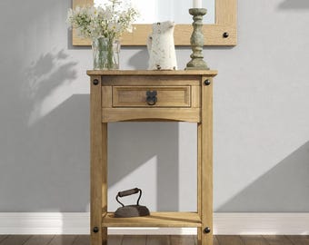 Corona Console 1 Drawer Hall Table Mexican Solid Pine