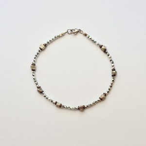 Silver and Bronze Beaded Anklet 10 3/4 Inches image 3