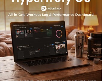 Gym Notion Template, Workout Log & Overload Tracker, Fitness Dashboard, Muscle Group Tracker, Personal Record PR Planner, Dark Mode Fitness