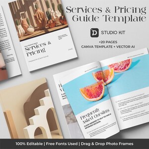 Client Services and Pricing Guide Template Canva and Illustrator AI, Service Guide Template, Client Welcome Packet, Price List Proposal