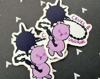 Pegatina de vinilo de oso Kawaii malvado “Cruel y inusual” / Pegatina de vinilo mate de 5 cm para portátil, botella de agua, cuaderno o regalo
