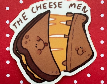 Pegatina de vinilo con diseño de sándwich de queso a la parrilla “The Cheese Men” / Pegatina de vinilo mate de 5 cm para botella de agua, agenda, cuaderno o regalo.