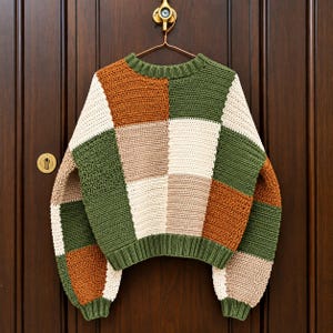PDF-Anleitung für einen Patchwork-Pullover, Tutorial für einen Oversize-Pullover mit Farbblockmuster