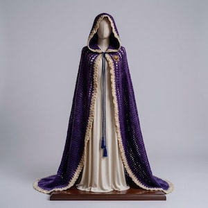 Crochet Hooded Cape Pattern, Floor Length Fantasy Cloak, Renaissance Costume (PDF Download)