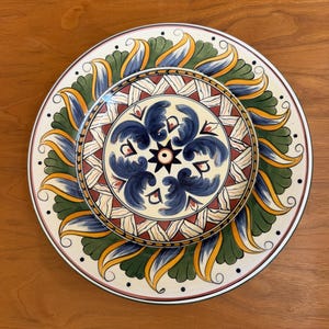 Piatto piano Deruta da 28 cm (11") di Tabletops Unlimited, nuovo, maiolica in ceramica dipinta a mano in stile italiano, servizio da tavola mediterraneo di ricambio