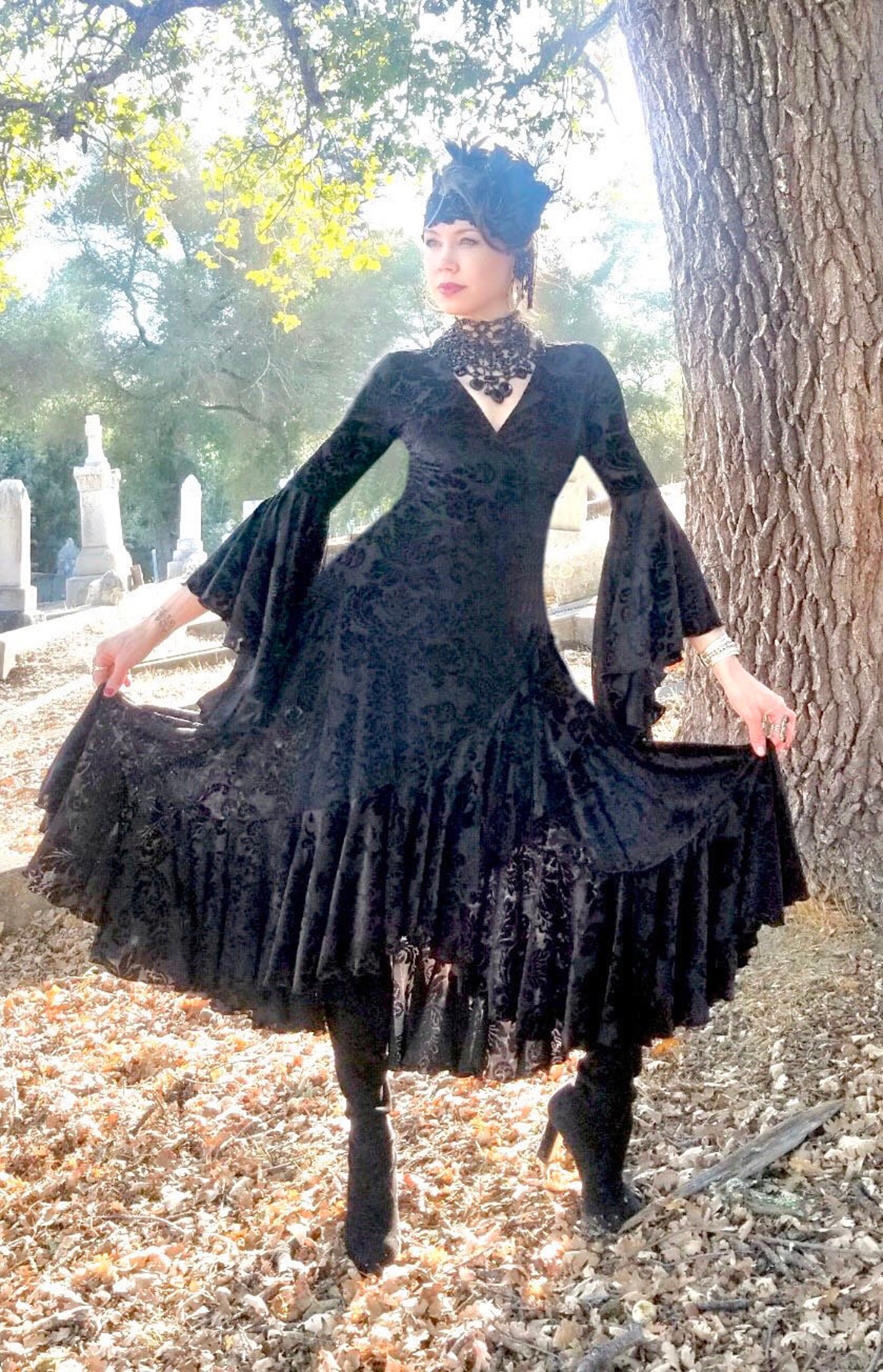 Beautiful Witchy Black Velvet Wrap Dress - Etsy