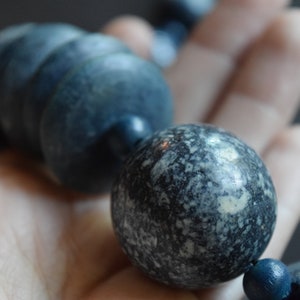 Blue Necklace, Chunky Necklace, Statement Necklace, Soapstone, Soapstone Necklace, Wood Necklace, Lapis Necklace, Bold Necklace image 4