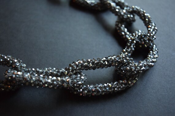 Beaded Chain, Rhinestone Chain, Silver Chain, Chu… - image 6