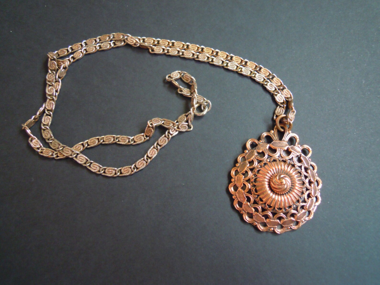 Copper Pendant and Necklace Vintage Etsy
