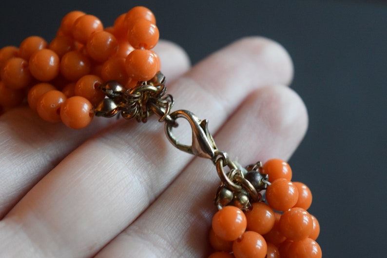 Orange Necklace Pumpkin Orange Beaded Choker Vintage Choker Acrylic Beads Orange Choker Pumpkin Necklace Vintage Necklace
