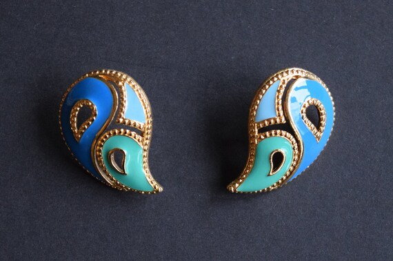 Paisley Earrings, Paisley Studs, Vintage Paisley,… - image 4