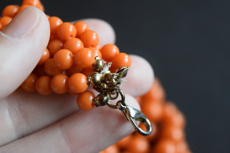 Orange Necklace Pumpkin Orange Beaded Choker Vintage Choker Acrylic Beads Orange Choker Pumpkin Necklace Vintage Necklace