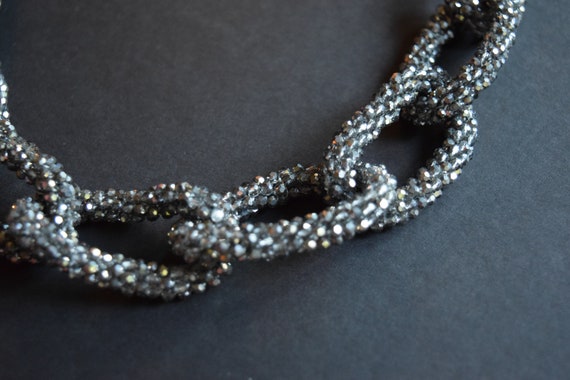 Beaded Chain, Rhinestone Chain, Silver Chain, Chu… - image 4