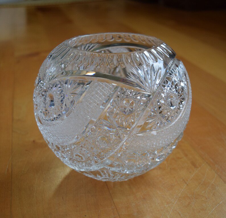 Crystal Rose Bowl Leaded Cut Glass Crystal Bowl Rose Vase Etsy