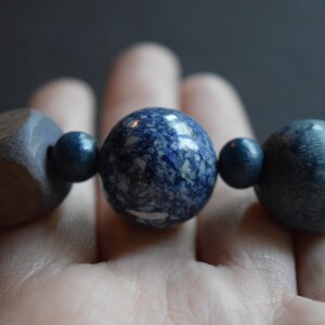 Blue Necklace, Chunky Necklace, Statement Necklace, Soapstone, Soapstone Necklace, Wood Necklace, Lapis Necklace, Bold Necklace image 6