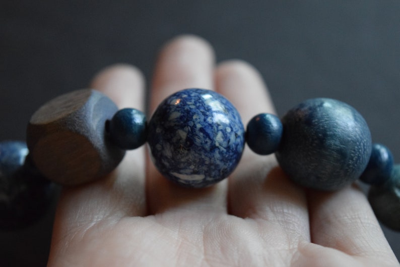 Blue Necklace, Chunky Necklace, Statement Necklace, Soapstone, Soapstone Necklace, Wood Necklace, Lapis Necklace, Bold Necklace image 6