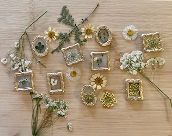 Mini Gold Frame Pressed Flower Magnets