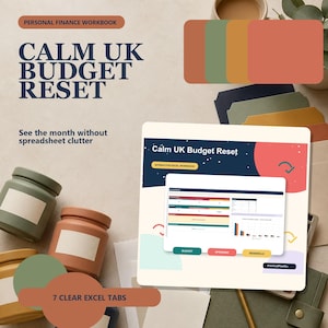 Budget spreadsheet for Excel: UK monthly planner, subscription tracker, spending dashboard and savings pots
