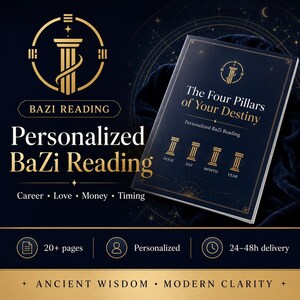 Personalized BaZi Reading, Four Pillars Destiny Chart (Digital PDF)