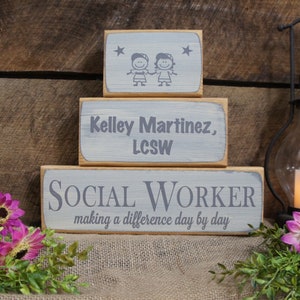 Social Worker Gift Making Difference Day by Day 3 Pc Block Set Personalized Several Color Options Fast Ship Therapist Nurse Teacher