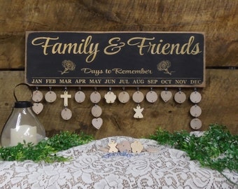 Family Friends Birthday Calendars Family & Friends Days to Remember Flower Birthday Calendar All Wood Fast Ship Laser Engraved Discs Inc