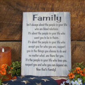 Family isn't always about the people in your life that are blood relations Great Sign for friends that are your family Laser Engraved Rustic image 2
