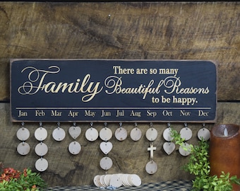 Birthday Calendar Family There Are So Many Beautiful Reasons to be Happy Grade A Wood Calendar Fast Ship Laser Engraved Free Word Changes