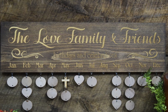 Custom Birthday Calendar Wooden Family Calendar With Discs Family & Friends  Birthdays and Celebrations Ships Fast Laser Engraved Change Free - Etsy