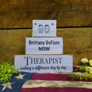 Social Worker Gift Making Difference Day by Day 3 Pc Block Set Personalized Several Color Options Fast Ship Therapist Nurse Teacher image 8
