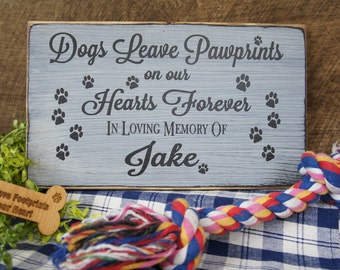 Pet Memorial... Dogs Leave Pawprints on our Hearts Forever In Loving Memory Personalized with Name and Paw Prints