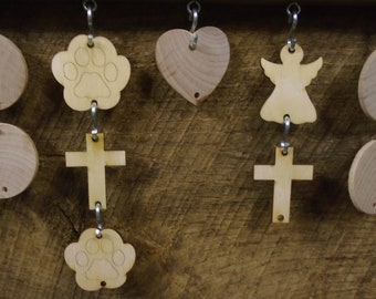 Wooden Cross Shaped Discs & S hooks for Family Birthday Calendars,