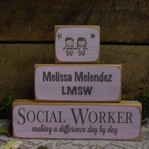 Social Worker Gift Making Difference Day by Day 3 Pc Block Set Personalized Several Color Options Fast Ship Therapist Nurse Teacher image 2