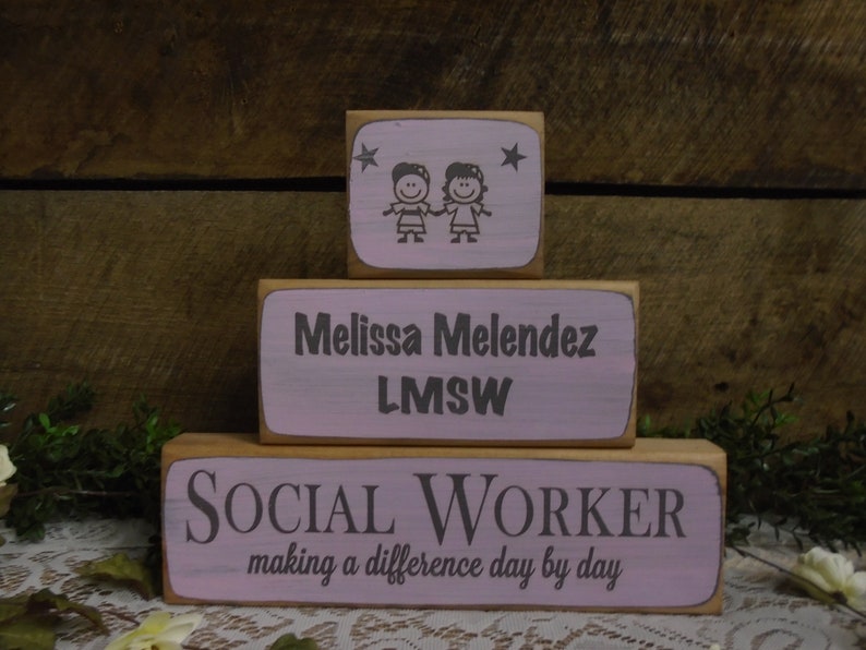 Social Worker Gift Making Difference Day by Day 3 Pc Block Set Personalized Several Color Options Fast Ship Therapist Nurse Teacher image 2