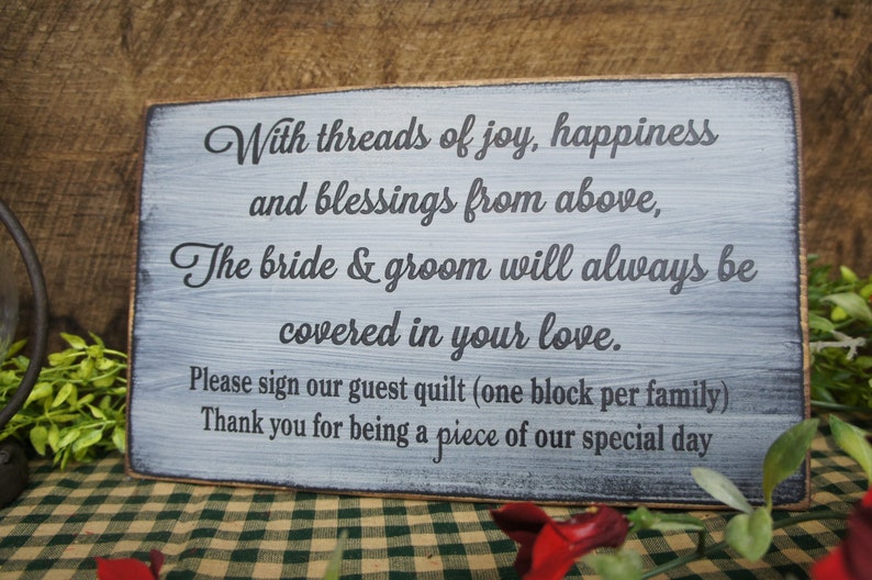Rustic Guestbook Wedding Quilt Sign Thank you for being Etsy