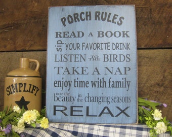 Porch Rules Subway Sign Distressed & Antiqued Rustic Style We change phrases or personalize free Welcome to our Porch Add Family Name