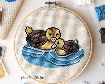 Turtle Ducks | Digital PDF Cross Stitch Pattern | Cute Handmade Wall Art Pattern | ATLA