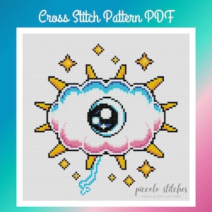 King of the Clouds | Digital PDF Cross Stitch Pattern | Kracko | Kirby