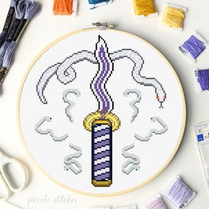 Serpent Pillar Sword | Cross Stitch Pattern Digital PDF | Snake Breathing Hashira Style Anime Cross Stitch