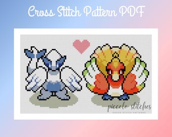 Tower Duo | Digital PDF Cross Stitch Pattern | Lugia | Ho Oh