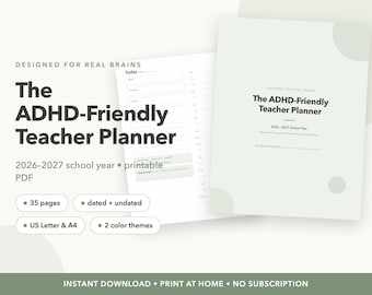 Printbare planner voor leerkrachten met ADHD 2026-2027, lesplannen voor leerlingen met neurodivergente leerlingen, IEP-tracker (PDF)