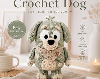 Crochet Dog Amigurumi Pattern | Floppy Eared Puppy, Bandana Tutorial (PDF Download)