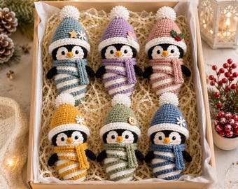 Winter Snuggle Penguin Amigurumi Crochet Pattern PDF | Swaddled Baby Penguin Digital Download | Advanced Beginner | 6 Colorways, 4-4.5in