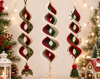 Twisted Spiral Icicle Ornament Crochet Pattern PDF | Dimensional 3D Spiral Christmas Ornament | Intermediate | 9–10 Inch Digital Download