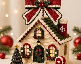 Cottage christmas Ornament Crochet Pattern PDF | Amigurumi Holiday House Digital Download | Advanced Beginner/Intermediate | 7 Inch