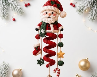 Santa Spiral Door Hanger Crochet Pattern PDF | Amigurumi Christmas Decor | Spiral Rib Technique | Intermediate | 20 Inch Digital Download
