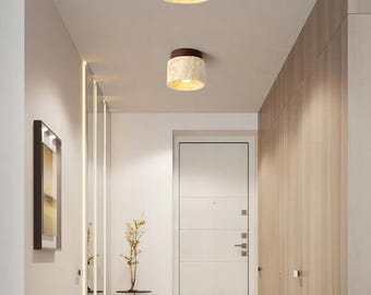 Mid Century Modern Alabaster Ceiling Flush Mount Light Fixture | Modern Pendant Living Room Lighting