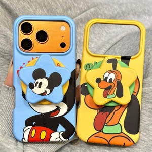 Funda MagSafe para iPhone con diseño de Mickey y Pluto, PopSocket con forma de estrella, carcasa de TPU mate a prueba de golpes para iPhone 17/16/15 Pro Max