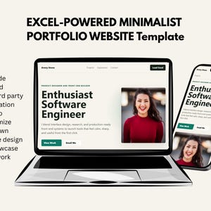Excel-Powered Website Template | No-Code Web Resume HTML CSS | Minimalist UIUX Portfolio Template