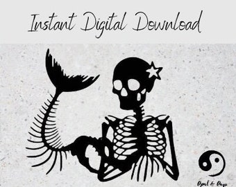 Mermaid Skeleton, Cut file, SVG, Mythical Creature