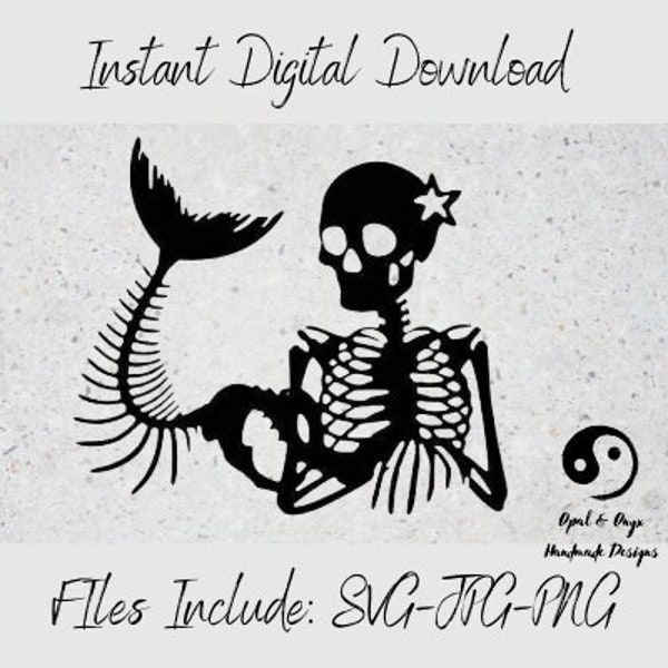 Mermaid Skeleton, Cut file, SVG, Mythical Creature